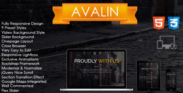 Avalin  漂亮的单页响应网站模板1033