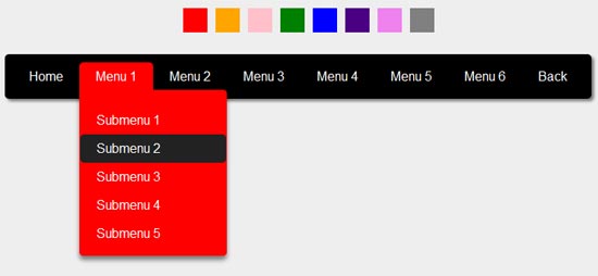 CSS3多颜色下拉导航菜单纯css3网页顶部导航条代码1318