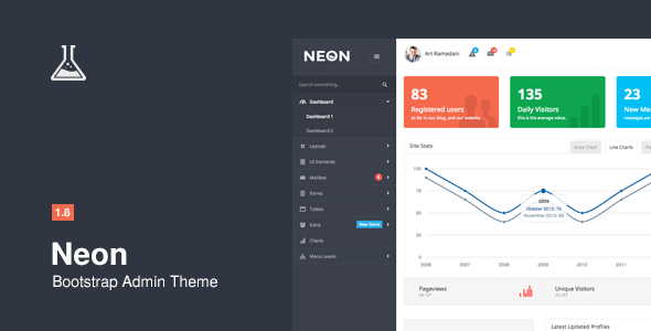 Neon - Bootstrap3管理模板9种颜色+前台网站模板1133