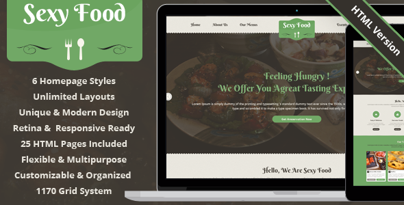 Sexy Food - 餐厅食品行业HTML网站模板1421