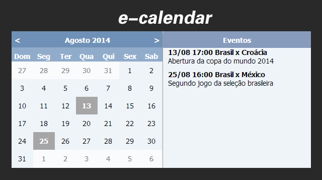 jquery事件日历插件e-calendar1589