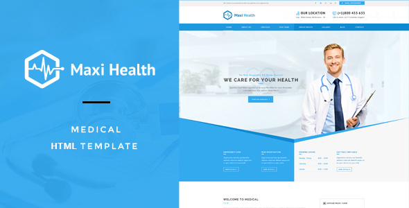 蓝色风格专科医院HTML5网站模板 适用手机端 - Maxi Health2734