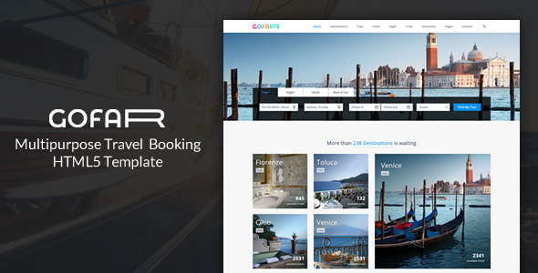 Gofar - 响应旅游在线预订网站模板 Bootstrap3旅行社模板2646