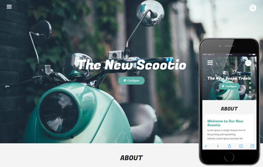 Scootio一个自行车类扁平适用手机端的网页模板2803