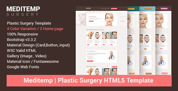 Meditemp - 整形美容网站HTML5模板4种颜色风格2157
