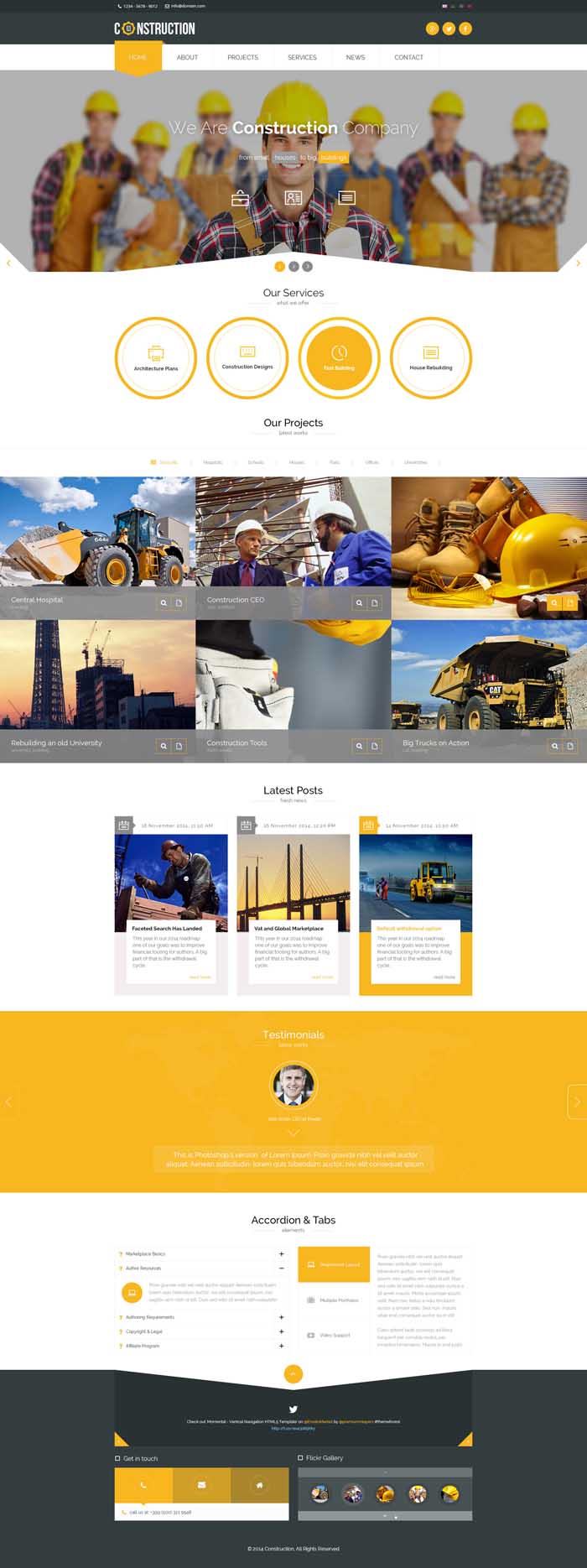Construction - 黄色风格大气工业建筑业网站HTML模板2093