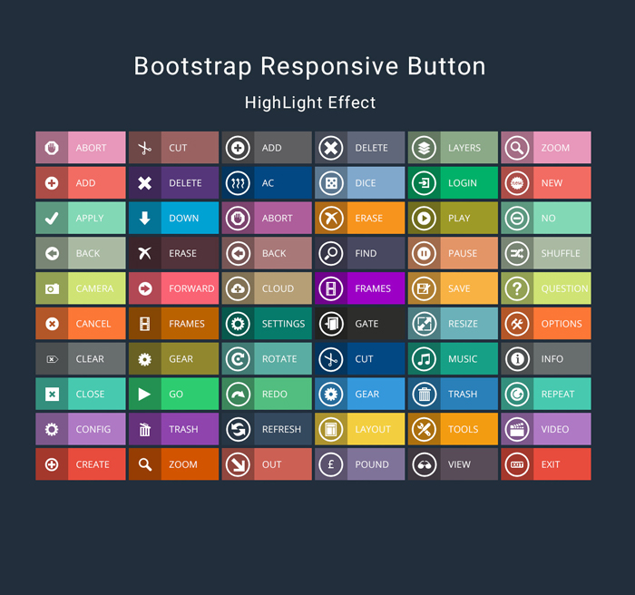 扁平化Bootstrap响应按钮 50种颜色 字体图标2236