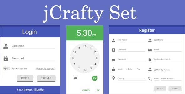 JCrafty Set 一套漂亮的表单插件 登陆注册界面 时钟日历表单2258