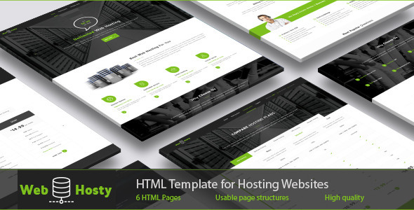 WebHosty - 绿色的主机托管HTML模板响应式设计2170