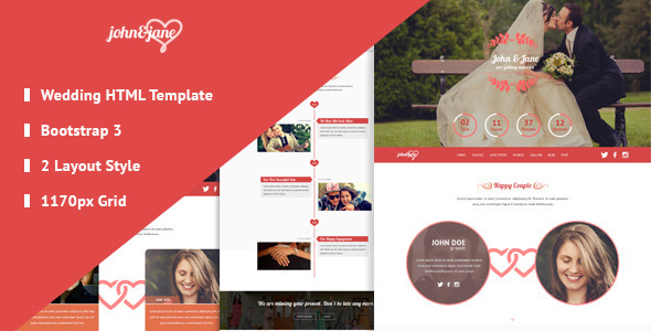 响应Bootstrap3红色大气婚礼HTML模板|单页面滚动2172