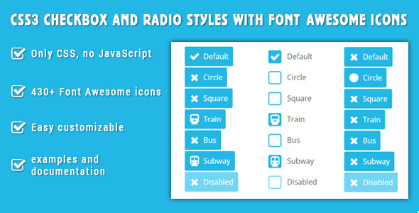 纯CSS3漂亮的复选框和单选框 美化checkbox和radio用Font Awesome2274