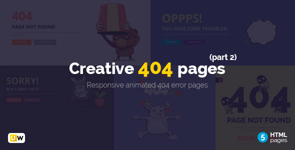 有创意的404页面模板，多种风格，响应设计2400
