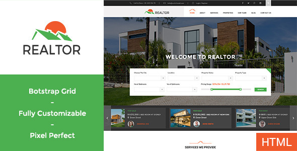 Realtor - 绿色大气房产中介网站 租房售房 HTML模板 手机网站2362