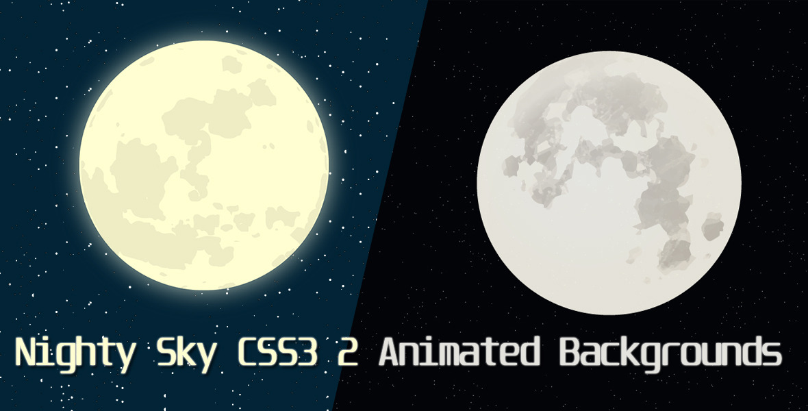 两个夜晚天空月亮动画背景特效CSS3动画背景2493