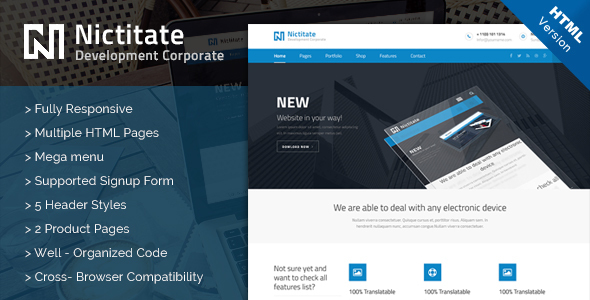 HTML5模板蓝色漂亮的网站购物页面博客网页模板 - Nictitate3029