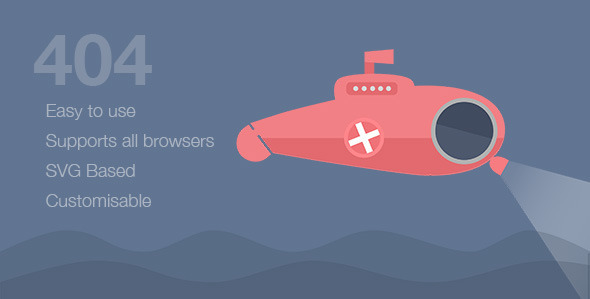 漂亮的404页面SVG潜水艇动画3037