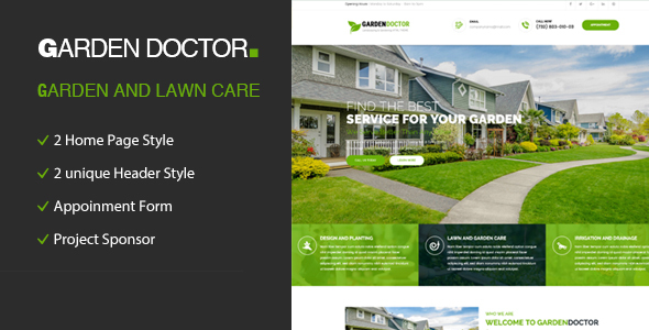 园艺和园林绿化HTML模板_草坪服务绿色风格HTML5模板 - Garden Doctor4111