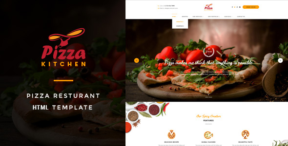 全屏响应设计披萨和快餐HTML5模板 - Pizza Kitchen4164