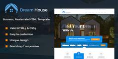 蓝色HTML5房产网站模板_响应房地产HTML模板兼容手机端 - Dream House