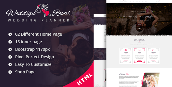 HTML5婚礼网站模板_Bootstrap3.x婚礼策划机构多页面HTML模板 - Wedding Reval4255