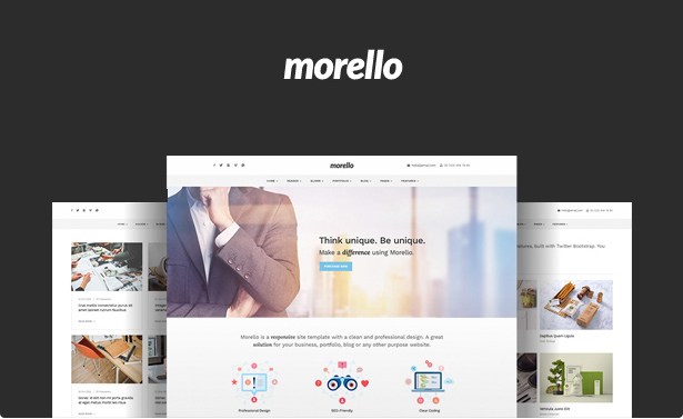 漂亮大气响应式HTML5模板通用Bootstrap网站框架源码UI设计 - Morello4321