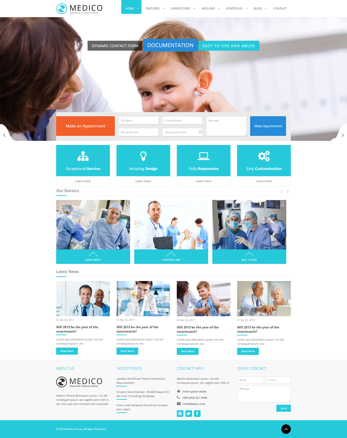 淡蓝色医疗与健康HTML5&CSS3模板_手机端医院网站HTML模板 - Medico4199