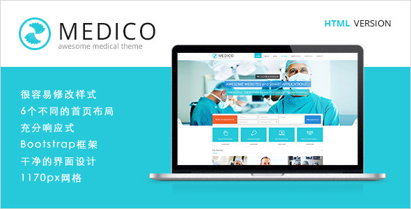 淡蓝色医疗与健康HTML5&CSS3模板_手机端医院网站HTML模板 - Medico4198