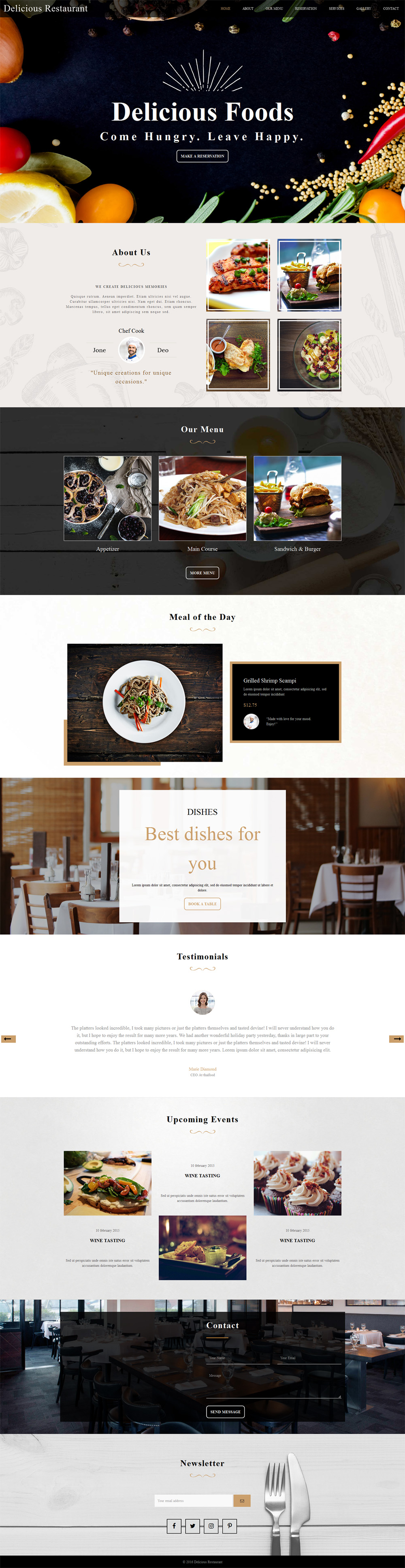 Delicious - 餐厅美食网站HTML5模板Bootstrap甜点美食HTML网站模板4449