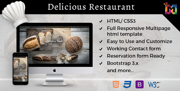 Delicious - 餐厅美食网站HTML5模板Bootstrap甜点美食HTML网站模板4448