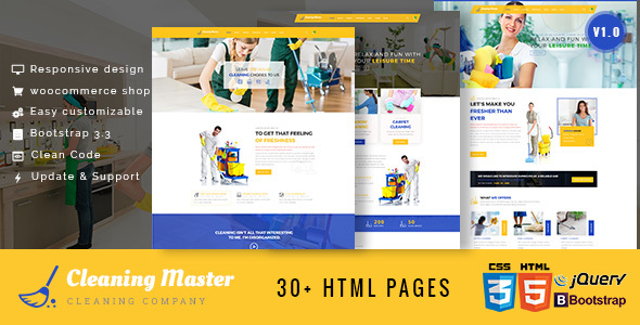 Clening Master - 家政公司网站HTML5模板Bootstrap电商家政保洁公司Css3模板4395