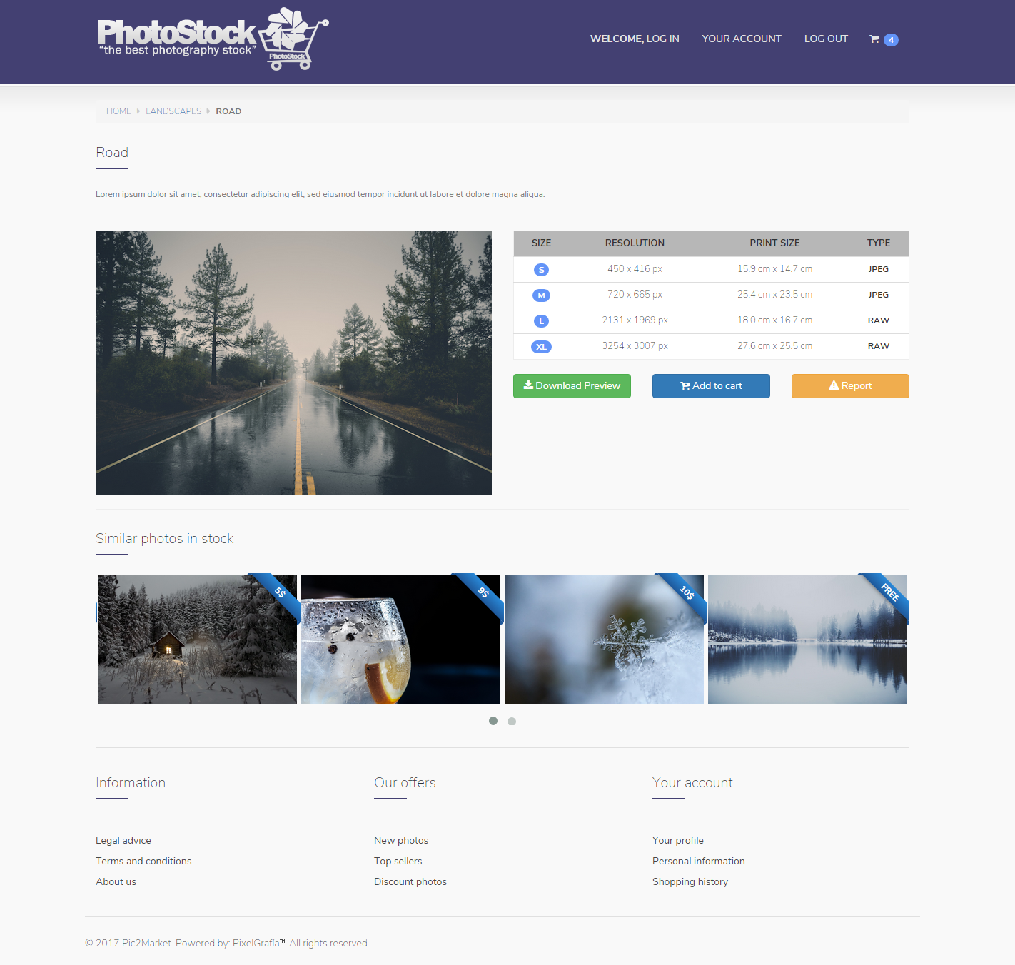 响应式图片素材售卖网站HTML模板_摄影作品图片销售HTML5框架 - PhotoStock4517