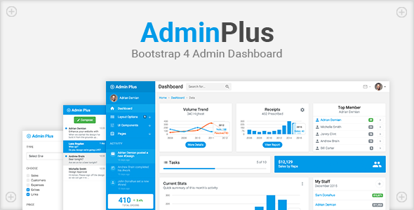 Bootstrap4后台模板_轻量级淡蓝色管理模板 - AdminPlus3093