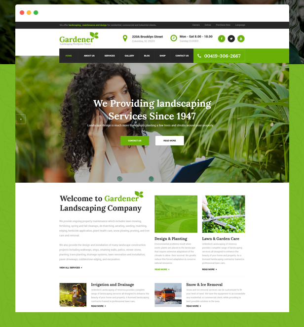 园艺和园林绿化HTML模板_草坪绿化服务网站模板 - Gardener3301