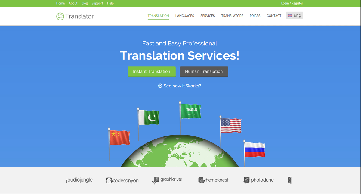语言翻译服务HTML响应网站模板 - Translator3263