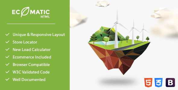 外国可再生能源企业电气电力公司网站html模板 - Ecomatic3440