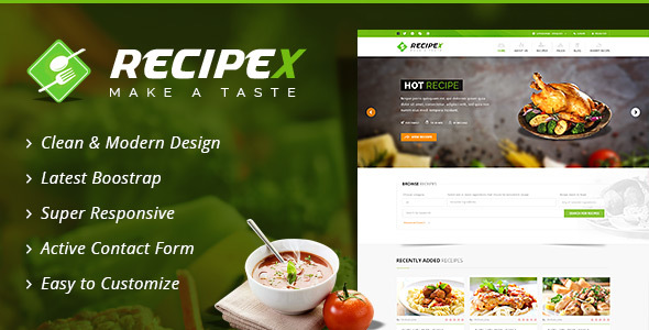 食谱菜谱网站html模板_Bootstrap美食菜谱教程网站模板 - Recipex3454