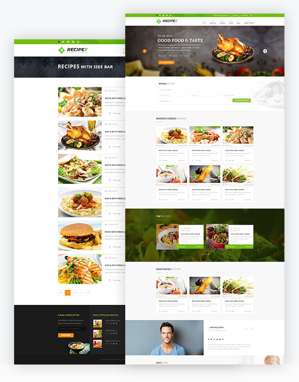食谱菜谱网站html模板_Bootstrap美食菜谱教程网站模板 - Recipex3455