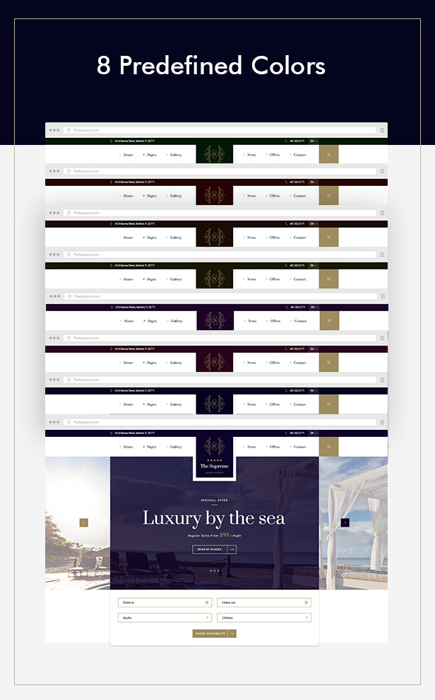 豪华酒店HTML5和CSS3模板_Bootstrap酒店预订公寓出租网站模板 - Supreme3480