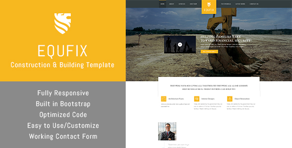 建筑业HTML网站模板_大气黄颜色html5企业网站框架 - Equfix3506