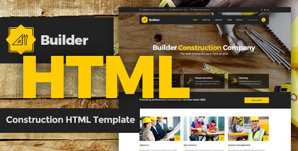 建筑公司html网站模板_黄颜色建筑公司Bootstrap网页模板 - Builder3404