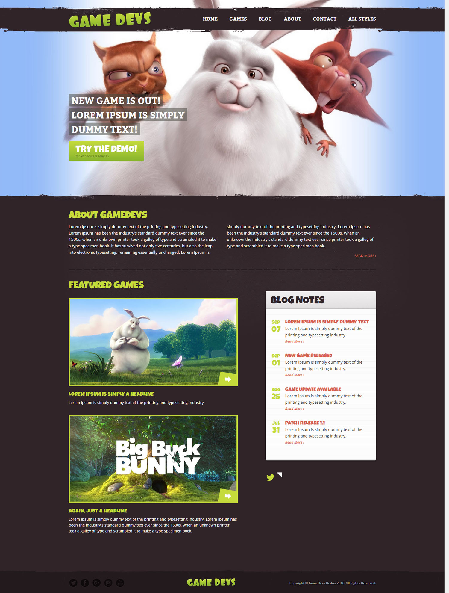 很有趣的网站html模板_卡通风格游戏工作室网站模板 - Game Devs3603