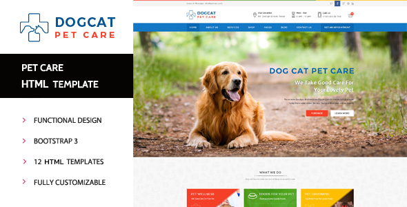 宠物医院html模板_Bootstrap宠物用品在线商店模板 - Pet Care3781