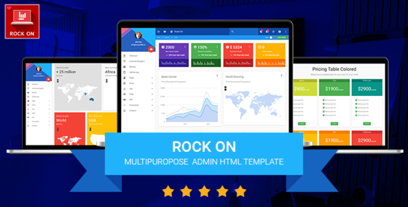 RockOn - 多皮肤Materialize响应设计管理软件UI界面HTML后台模板下载4593