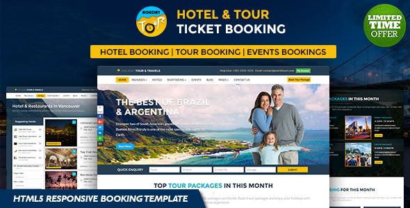 Bootstrap假日酒店网上预订模板和旅游网站订票HTML5响应模板4650