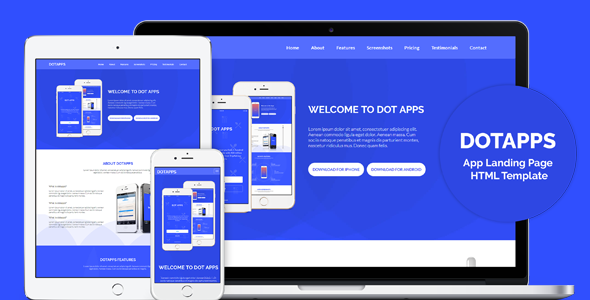 单页滚动APP手机软件官方网站模板_蓝色响应式app宣传介绍页面 - Dotapps4716