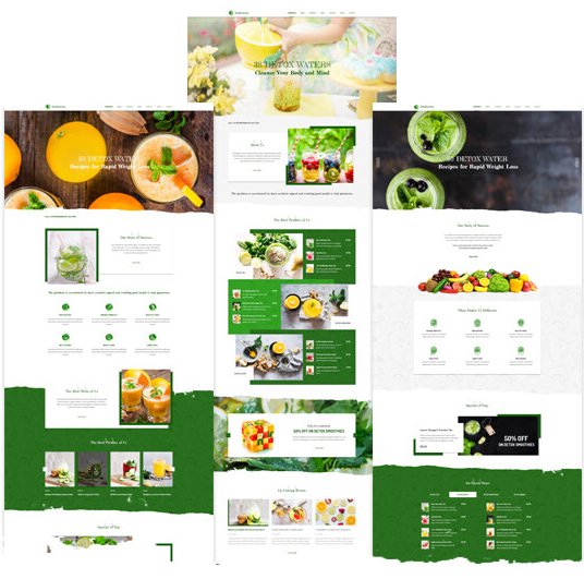绿色大气餐厅咖啡店HTML模板_漂亮的果蔬餐饮网站模板HTML下载 - GoGreen4866