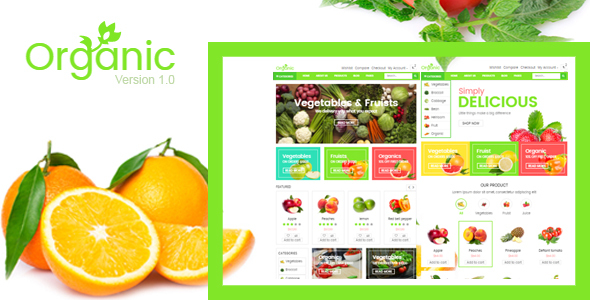 绿色水果网上商城模板HTML下载_果蔬电商网站HTML5模板 - Organic4873