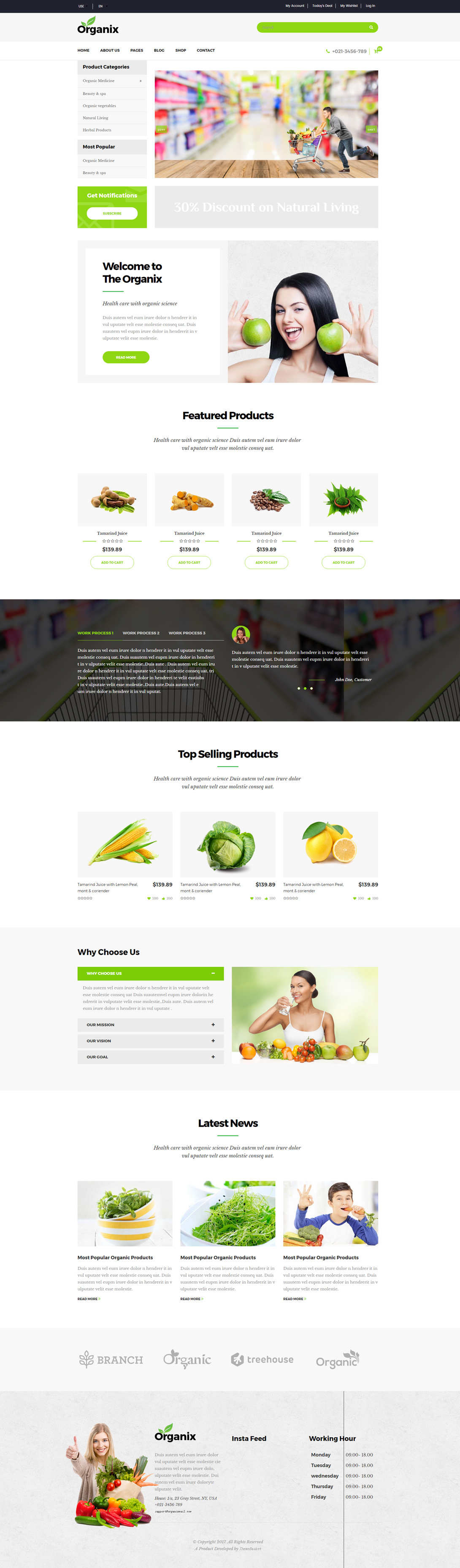 有机农产品电商HTML模板_绿色响应式果蔬商城模板 - Organix4910