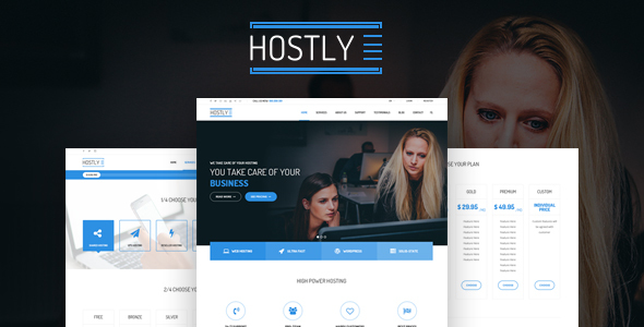 蓝色大气响应式HTML5域名服务器托管企业网站模板 - HOSTLY5002