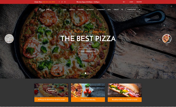 响应式披萨餐厅网站html5模板_披萨在线订购网站模板5020